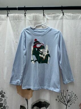 Garanimals Light Blue Long Sleeve Tee with Skiing Dino Graphic